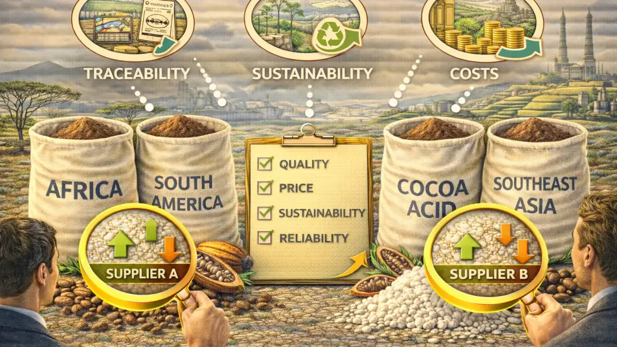 Cómo comparan los compradores a los proveedores de cacao en polvo por origen