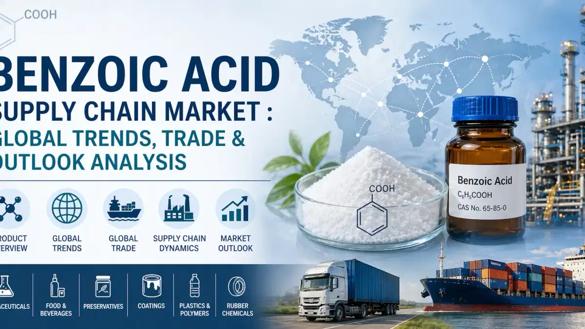 Mercado de la cadena de suministro de ácido benzoico: análisis de tendencias mundiales, comercio y perspectivas