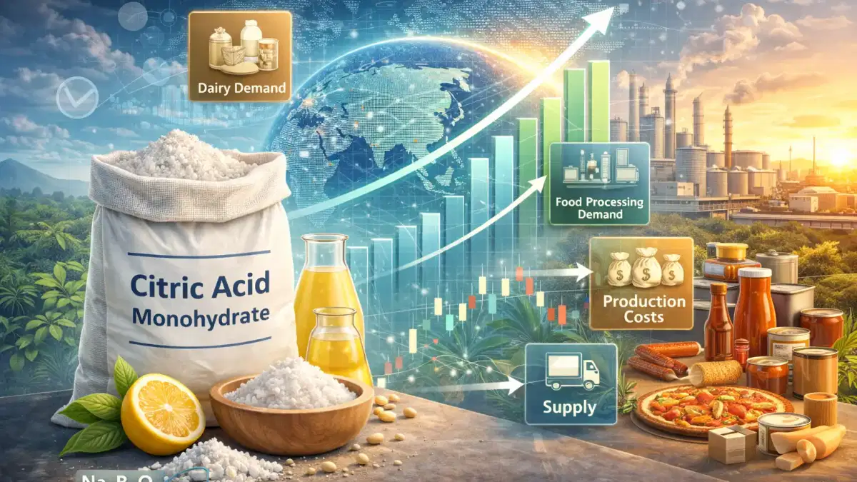 Monohidrato de ácido cítrico en productos lácteos y alimentos procesados